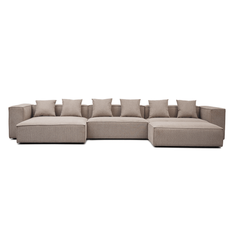Hailey - Venstrevendt chaiselong modulsofa med puf i sand L: 415 X D: 172 X H: 65 cm