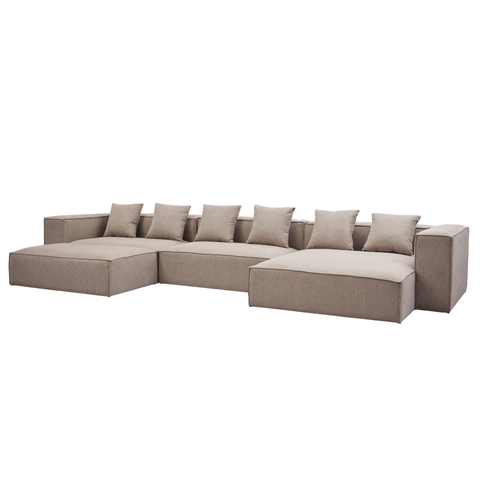 Hailey - Højrevendt chaiselong modulsofa med puf i sand L: 415 X D: 172 X H: 65 cm