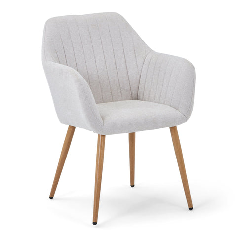 Vanessa spisebordsstol med armlæn - beige tekstil og egelook