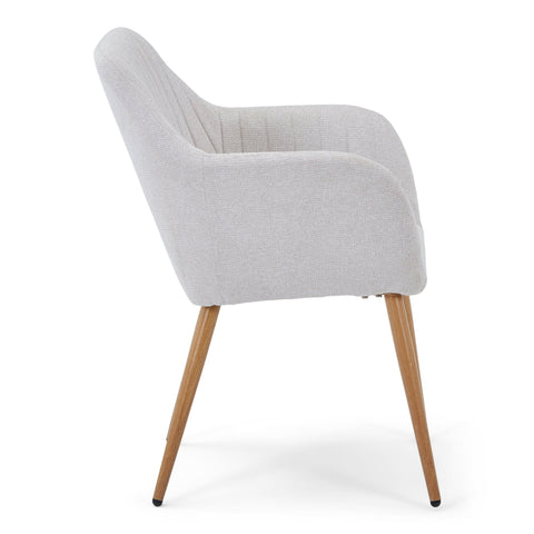 Vanessa spisebordsstol med armlæn - beige tekstil og egelook