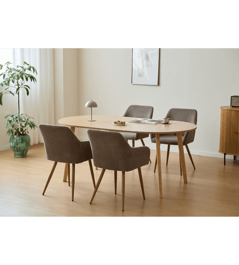Jenna spisebordsstol - Mocha fløjl med egelook (OU13213) - Se produktbeskrivelse