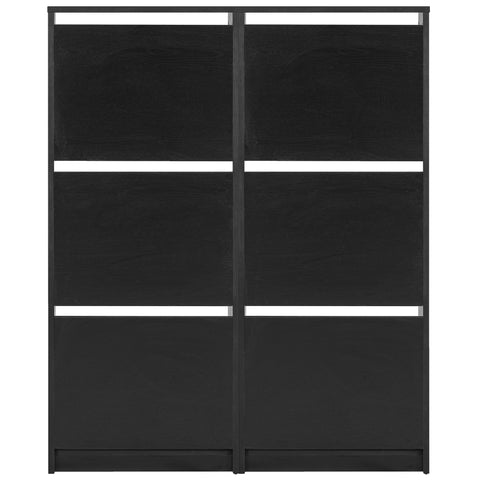Amy skoskab - Sortlakeret træ med 6 låger