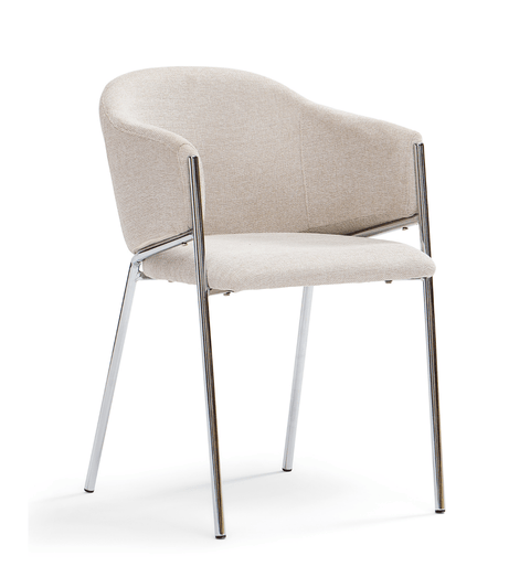 Carolina spisebordsstol i beige tekstil med chrome ben