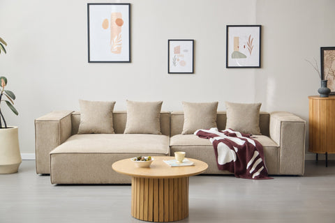 Hailey modul med halvt ryglæne højrevendt i sand L: 148 x D: 100 x H: 65 cm
