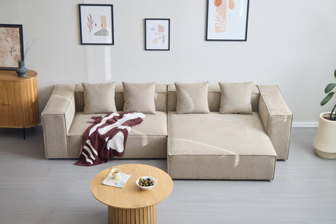 Hailey - Højrevendt chaiselong modulsofa i sand med 2 moduler L: 294 X D: 148 X H: 65 cm