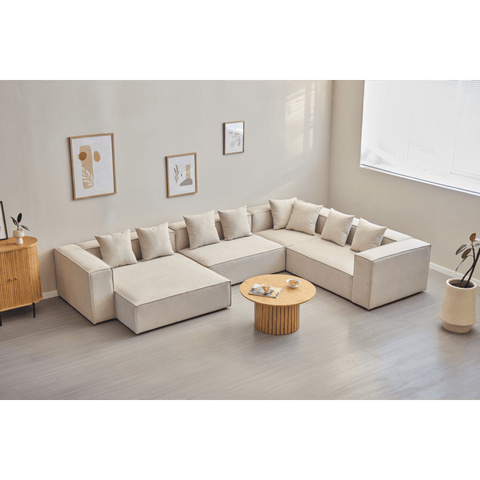 Hailey - U-sofa modulsofa i beige med 4 moduler - Højrevendt chaiselong L: 368 X D: 247 X H: 65 cm