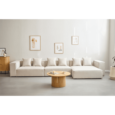 Hailey - Højrevendt chaiselong modulsofa i beige med 3 moduler L: 415 X D: 148 X H: 65 cm