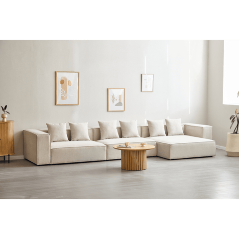 Hailey - Højrevendt chaiselong modulsofa i beige med 3 moduler L: 415 X D: 148 X H: 65 cm
