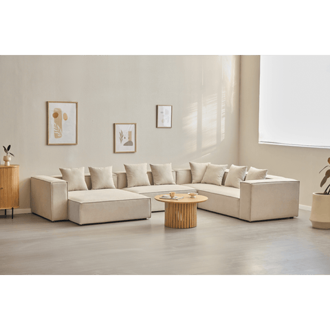 Hailey - U-sofa modulsofa i beige med 4 moduler - Højrevendt chaiselong L: 368 X D: 247 X H: 65 cm