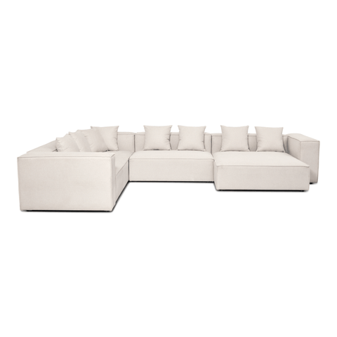 Hailey - U-sofa modulsofa i beige med 4 moduler - Højrevendt chaiselong L: 368 X D: 247 X H: 65 cm