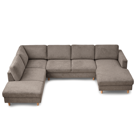 Jennifer højrevendt u-sofa i sand med chaiselong - L: 300 x D: 208 x H: 82 cm