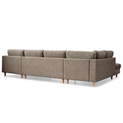 Jennifer højrevendt u-sofa i sand med chaiselong - L: 300 x D: 208 x H: 82 cm