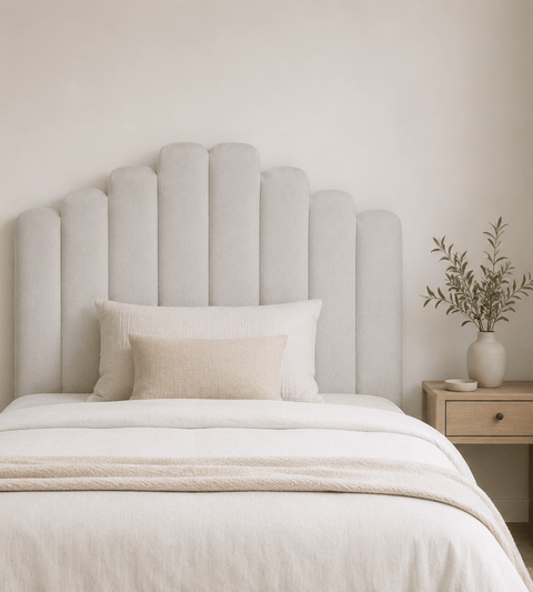 Viola sengegavl 140x143 cm i beige tekstil