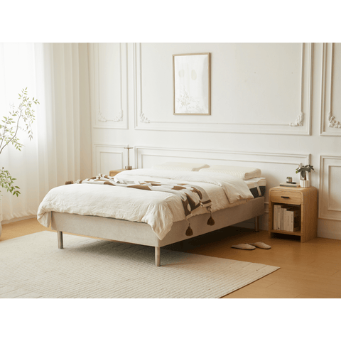 Oliver boxmadras i beige 140x200 cm