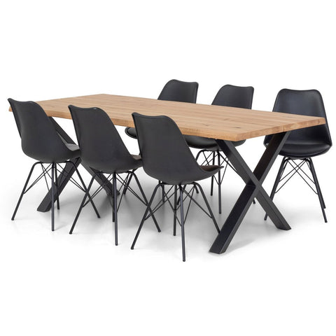 Susan plankebord - 200x95 cm - naturligt olieret eg med krydsben (Forberedt til tillægsplader)