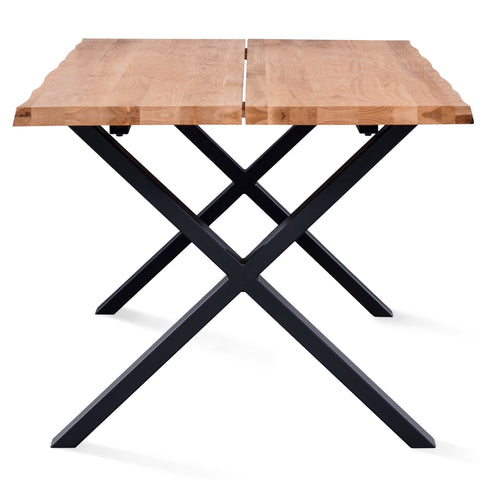 Susan plankebord - 200x95 cm - naturligt olieret eg med krydsben (Forberedt til tillægsplader)