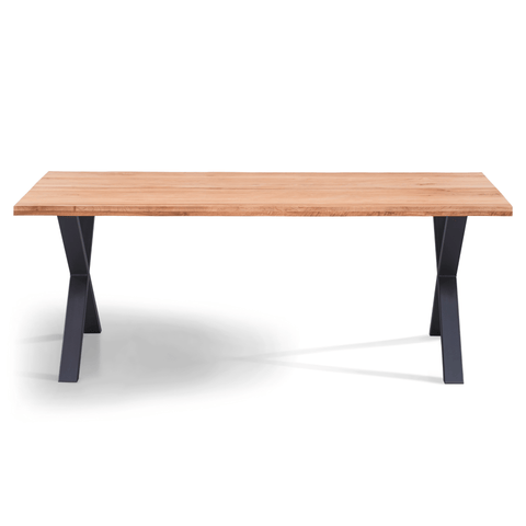 Susan plankebord - 200x95 cm - naturligt olieret eg med krydsben (Forberedt til tillægsplader)