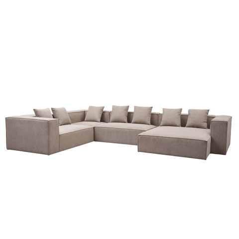 Hailey - U-sofa modulsofa i sand med 4 moduler - Højrevendt chaiselong L: 368 X D: 247 X H: 65 cm