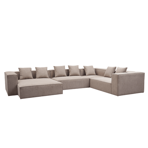 Hailey - U-sofa modulsofa i sand med 4 moduler - Venstrevendt chaiselong L: 368 X D: 247 X H: 65 cm