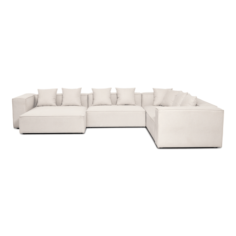 Hailey - U-sofa modulsofa i beige med 4 moduler - Venstrevendt chaiselong L: 368 X D: 247 X H: 65 cm