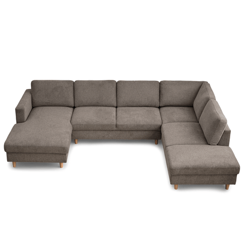 Jennifer venstrevendt u-sofa i sand med chaiselong - L: 300 x D: 208 x H: 82 cm