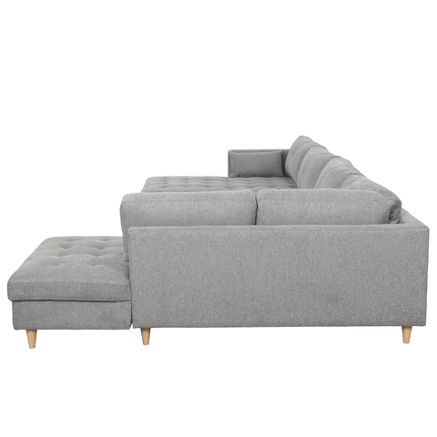 Brandy - venstrevendt u-sofa i grå med chaiselong -  L: 366 x D: 211 x H: 80 cm