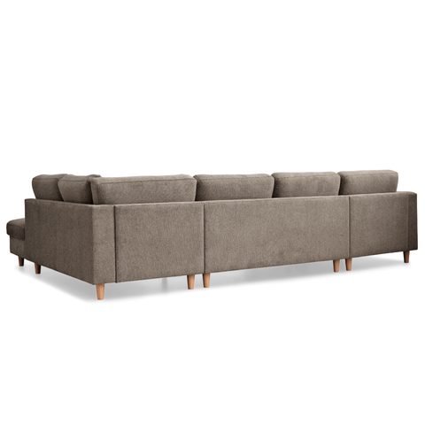 Jennifer venstrevendt u-sofa i sand med chaiselong - L: 300 x D: 208 x H: 82 cm