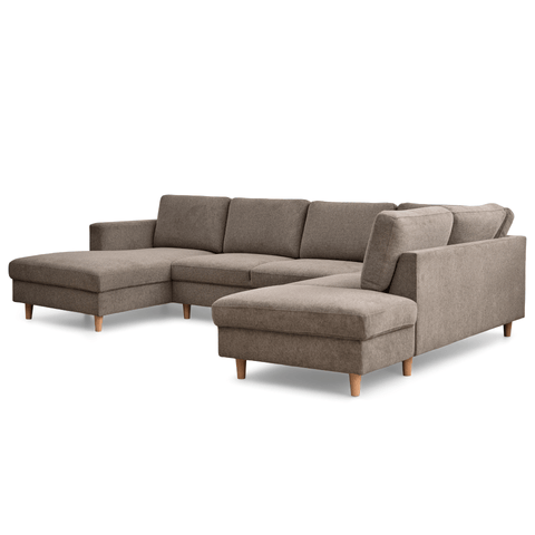 Jennifer venstrevendt u-sofa i sand med chaiselong - L: 300 x D: 208 x H: 82 cm