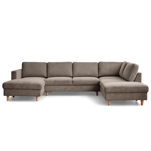 Jennifer venstrevendt u-sofa i sand med chaiselong - L: 300 x D: 208 x H: 82 cm