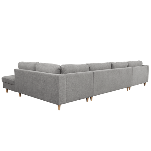 Brandy - venstrevendt u-sofa i grå med chaiselong -  L: 366 x D: 211 x H: 80 cm