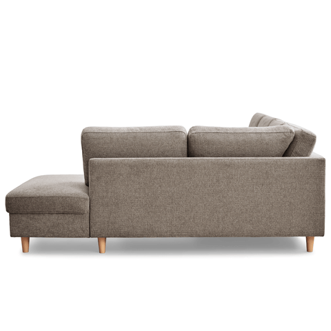 Jennifer venstrevendt u-sofa i sand med chaiselong - L: 300 x D: 208 x H: 82 cm