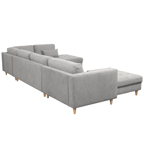 Brandy - venstrevendt u-sofa i grå med chaiselong -  L: 366 x D: 211 x H: 80 cm
