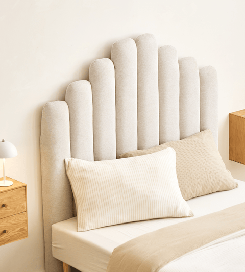 Viola sengegavl 140x143 cm i beige tekstil