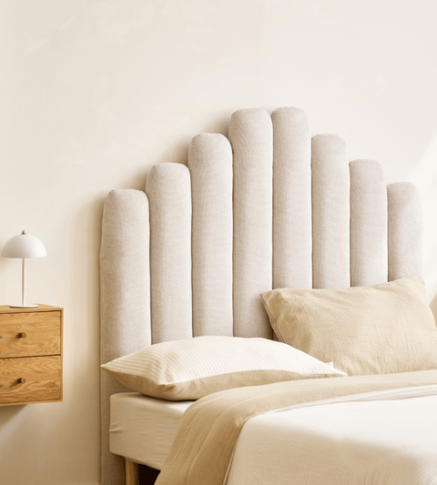 Viola sengegavl 140x143 cm i beige tekstil