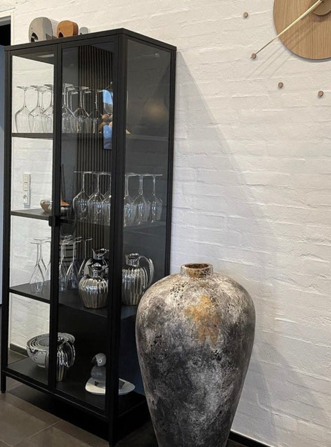 Herman Vitrineskab - Sort metal/glas - 80x40x180 cm