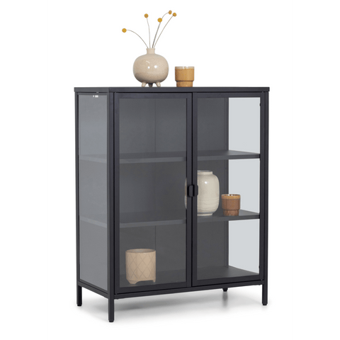Herman glas skænk/vitrineskab - Sort metal 80x40x105 cm