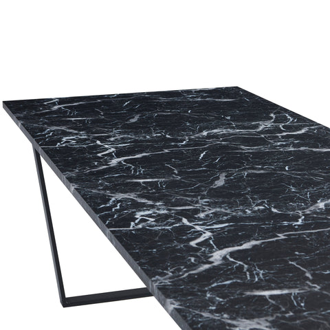 Karl spisebord i mat sort med marmor look - 210 x 90 cm