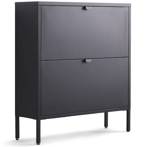 Herman Skoskab - Sort metal med 2 rum - 80x26x89 cm