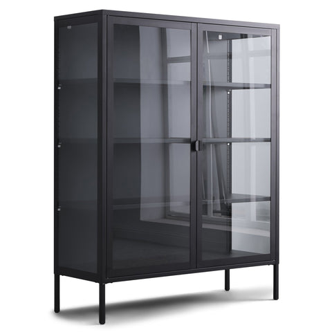 Herman Vitrineskab - Sort metal/glas - 110x40x140 cm