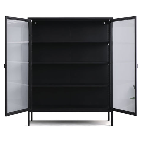 Herman Vitrineskab - Sort metal/glas - 110x40x140 cm