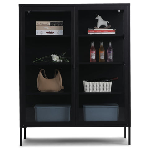 Herman Vitrineskab - Sort metal/glas - 110x40x140 cm