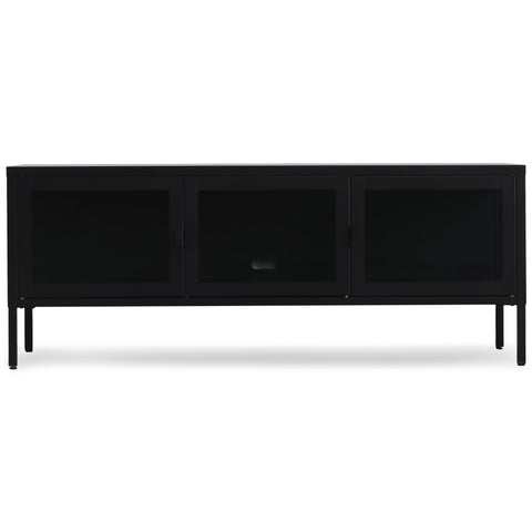 Herman TV bord - Sort metal/glas - 130x40x50 cm