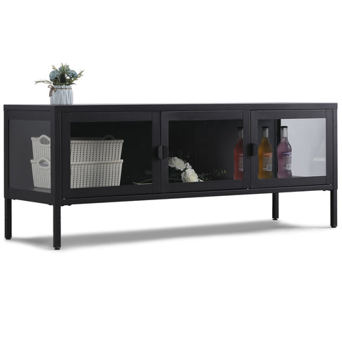 Herman TV bord - Sort metal/glas - 130x40x50 cm