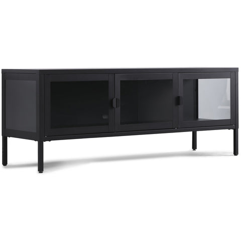 Herman TV bord - Sort metal/glas - 130x40x50 cm
